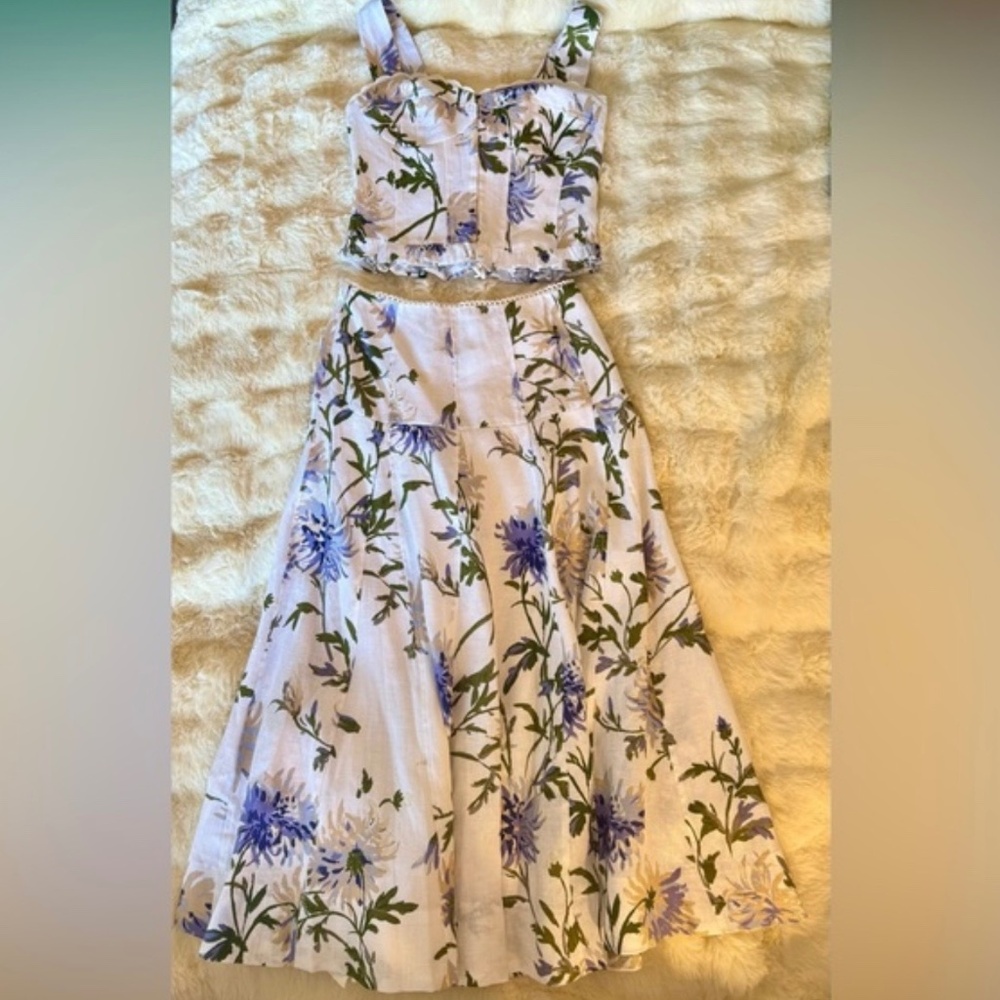 Reformation Anatolia Linen Two Piece In Serenity, brand new, never worn,no flaws